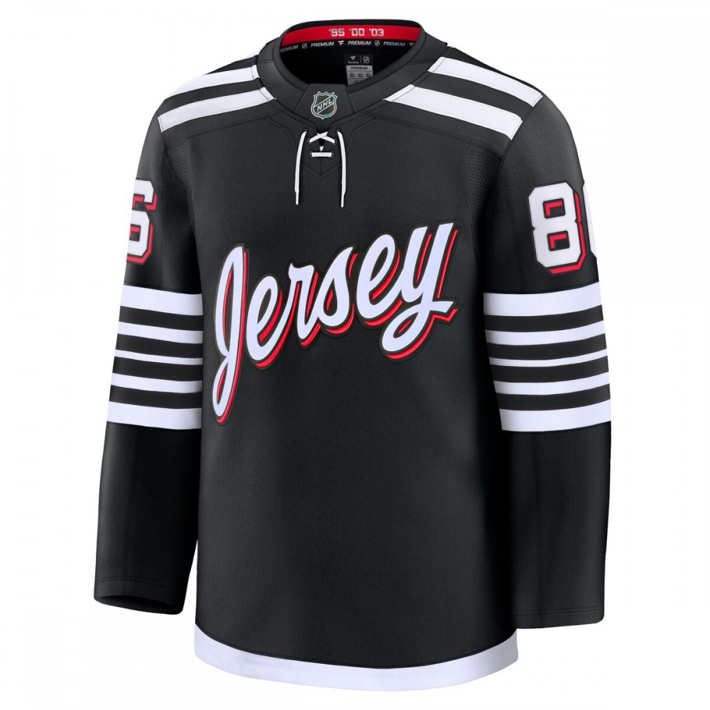 Jack Hughes New Jersey Devils Alternate Premium Jersey - Black-Pro Kit Vault | Brand New 26/27 Sports Jerseys